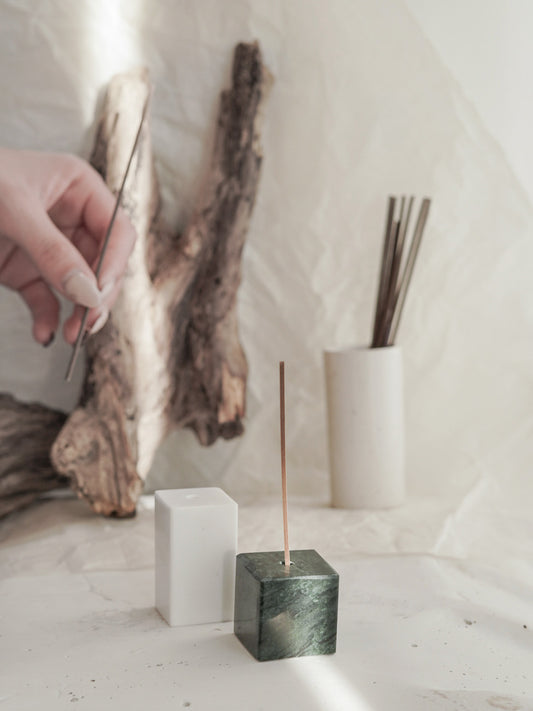 Forest Green Marble Incense Holder